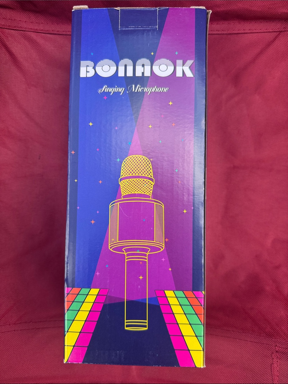 BONAOK Singing Microphone Box - Purple Neon Graphic